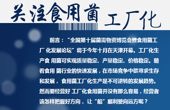 關(guān)注食用菌工廠化