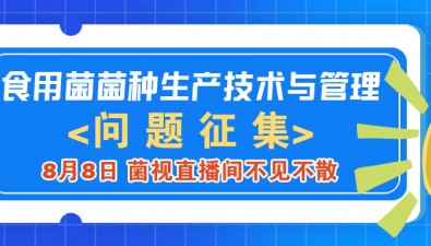 【問題征集】“食用菌菌種生產(chǎn)技術(shù)與管理”直播訪談，8月8日破解菌種行業(yè)痛點(diǎn)